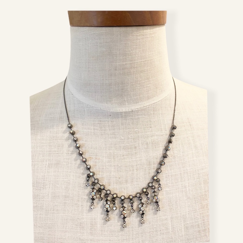 Multicolor Iridescent Rhinestone Drop Necklace